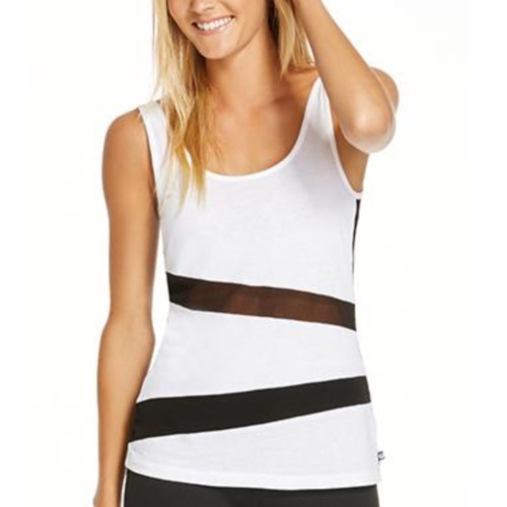Fabletics white tank with mesh cutouts - medium